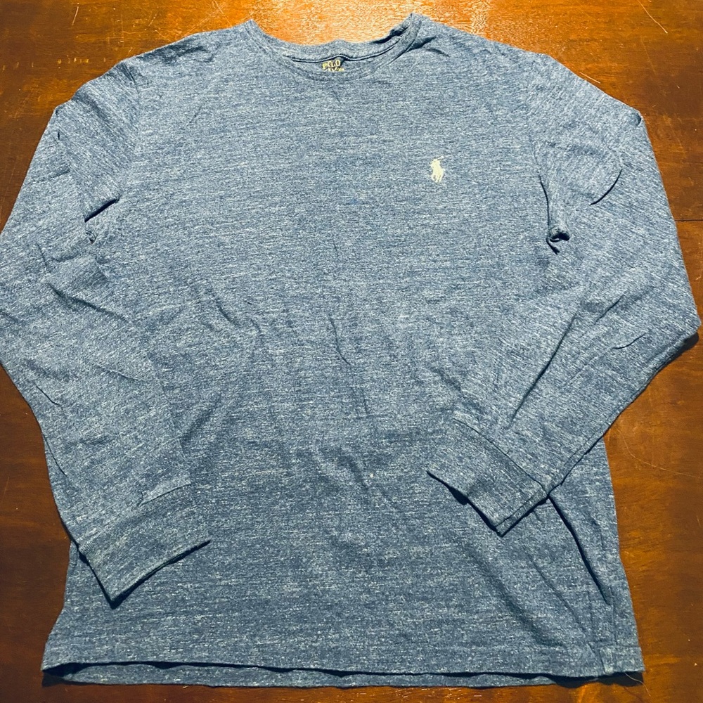 Polo Ralph Lauren Mens Lightweight Long Sleeve T Heather Blue Size Small